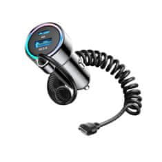 Joyroom 3in1 avto polnilec USB / USB-C 45W + kabel USB-C, črna