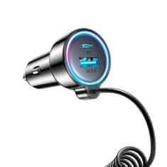 Joyroom 3in1 avto polnilec USB / USB-C 45W + kabel USB-C, črna