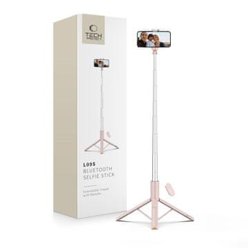 Tech-protect L09S Bluetooth selfie stick s stojalom, rožnata
