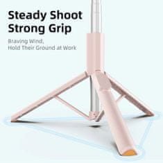 Tech-protect L09S Bluetooth selfie stick s stojalom, rožnata