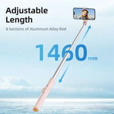 Tech-protect L09S Bluetooth selfie stick s stojalom, rožnata