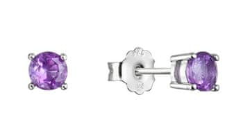 Evolution Group Srebrni uhani s pravim ametistom 11483.3