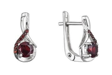 Evolution Group Srebrni viseči uhani s pravimi granati 11495.3