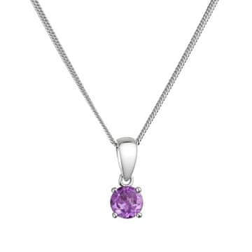 Evolution Group Srebrna ženska ogrlica s pravim ametistom 12078.3