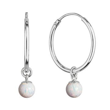 Evolution Group Srebrni obročki 2v1 z umetnim belim opalom 11410.1