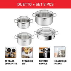 Tefal Duetto+ 8-delni set posode, 16/20/24/24 cm + pokrov (G719S855)