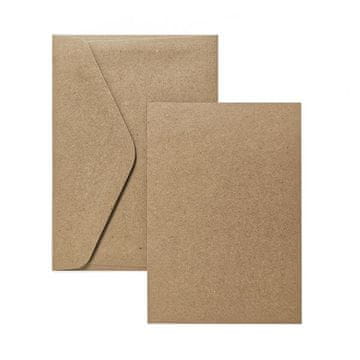 Komplet kuvert/kartic Kraft - C6, temno bež, 5+5 kosov
