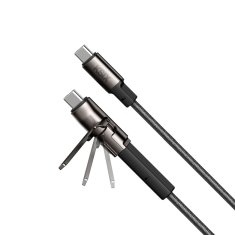 Ksix ultrahiter kabel za polnjenje s stojalom, 60W, USB-C na USB-C, pleten, 1,0 m