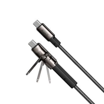 Ksix ultrahiter kabel za polnjenje s stojalom, 60W, USB-C na USB-C, pleten, 1,0 m