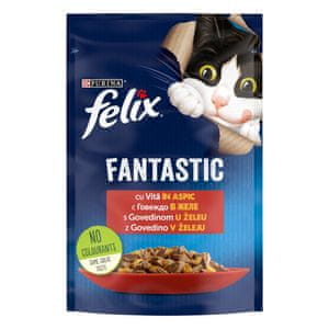 Felix Fantastic mokra hrana za mačke, govedina v želeju