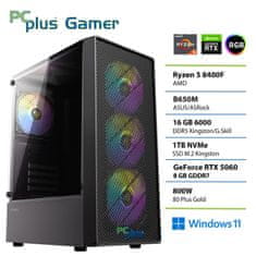 PCplus Gamer Ryzen 5 8400F 16GB 1TB RTX 5060 8GB Windows 11 Home gaming namizni računalnik