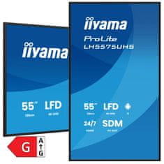 iiyama ProLite LH5575UHS-B2AG 54,6" (139cm) 4K UHD IPS HDMI/DP 24/7 zvočniki informacijski zaslon