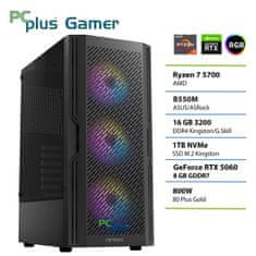 PCplus Gamer Ryzen 7 5700 16GB 1TB RTX 5060 8GB gaming namizni računalnik