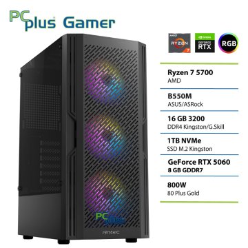 PCplus Gamer Ryzen 7 5700 16GB 1TB RTX 5060 8GB gaming namizni računalnik