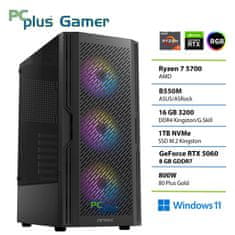 PCplus Gamer Ryzen 7 5700 16GB 1TB RTX 5060 8GB Windows 11 Home gaming namizni računalnik
