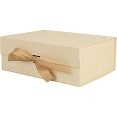 PIGO Škatla darilna 33x25x12,5cm s pentljo - bež