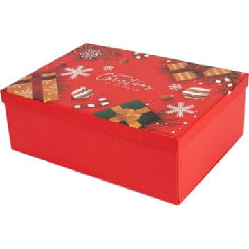 PIGO Škatla darilna 29x21x10cm merry christmas rdeča