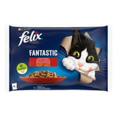 Felix Fantastic mokra hrana za mačke, govedina in piščanec v želeju