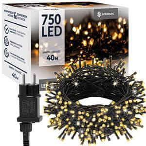 Springos novoletne LED lučke 750 LED 3000K 8 funkcij 37,5m