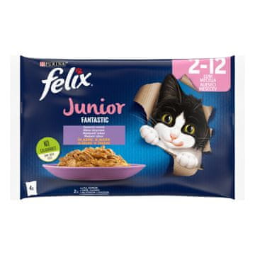 Felix Fantastic Junior mokra hrana za mačke, piščanec in losos v želeju