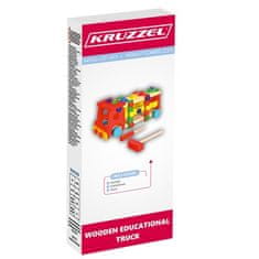 Kruzzel Otroški leseni tovornjak za sestavljanje, z vijaki, kladivom in kroglicami