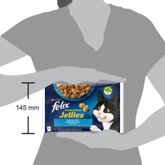 Felix Sensations mokra hrana za mačke, postrv s špinačo in losos s kozico v želeju
