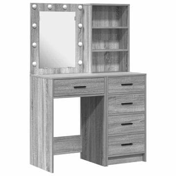 Vidaxl Toaletna mizica 2 szt. Siva 50 x 41 x 135 cm Konstruiran les