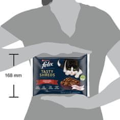 Felix Tasty Shreds mokra hrana za mačke, govedina, piščanec, raca in puran, v omaki