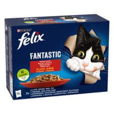 Felix Fantastic mokra hrana za mačke, govedina, piščanec, zajec in jagnjetina, v želeju