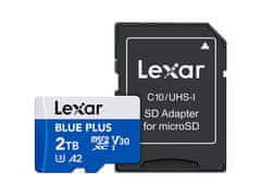 Lexar Spominska kartica BLUE PLUS, Micro SDXC, 2TB, 170MB/s, U3, V30, A2, UHS-I, z adapterjem