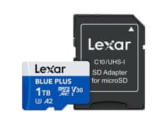Lexar Spominska kartica BLUE PLUS, Micro SDXC, 1TB, 170MB/s, U3, V30, A2, UHS-I, z adapterjem