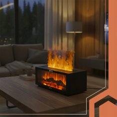 Ruhhy Difuzor dekorativni LED kamin 150ml vlažilec zraka USB + daljinec