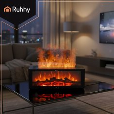 Ruhhy Difuzor dekorativni LED kamin 150ml vlažilec zraka USB + daljinec
