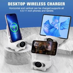 Netscroll Univerzalni brezžični hitri polnilec, mobilni polnilec in nosilec v enem, v obliki mini stola, za vse telefone s Qi tehnologijo ( možnost brezžičnega polnjenja), WirelessCharger
