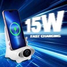 Netscroll Univerzalni brezžični hitri polnilec, mobilni polnilec in nosilec v enem, v obliki mini stola, za vse telefone s Qi tehnologijo ( možnost brezžičnega polnjenja), WirelessCharger