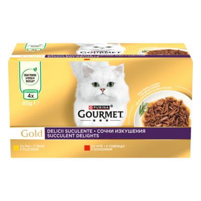  Gourmet Gold Succulent Delights hrana za muce, piščanec in govedina