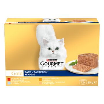 Gourmet Gold pašteta za muce, govedina, puran, jetra in tuna