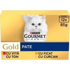 Gourmet Gold pašteta za muce, govedina, puran, jetra in tuna