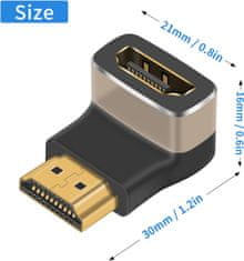 PremiumCord 8K Adapter priključek HDMI A - HDMI A, F/M, 90° desni kot