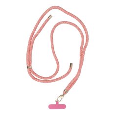 OEM Vrvica za telefon, trak za telefon - SWING (8 mm) z nastavljivo dolžino / dolžina vrvice 165 cm (največ 82,5 cm v zanki) / za roko ali vrat - roza in bela