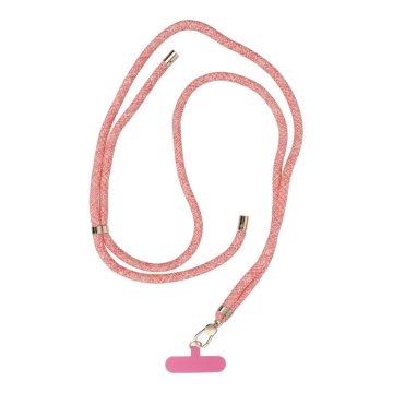 OEM Vrvica za telefon, trak za telefon - SWING (8 mm) z nastavljivo dolžino / dolžina vrvice 165 cm (največ 82,5 cm v zanki) / za roko ali vrat - roza in bela