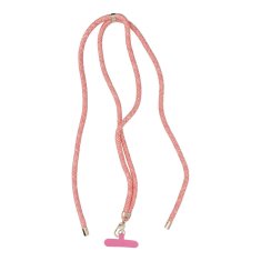 OEM Vrvica za telefon, trak za telefon - SWING (8 mm) z nastavljivo dolžino / dolžina vrvice 165 cm (največ 82,5 cm v zanki) / za roko ali vrat - roza in bela
