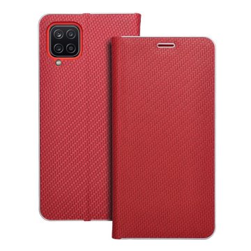 OEM LUNA Book Carbon torbica za SAMSUNG A12 / M12 rdeča