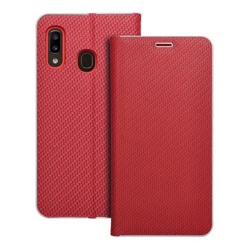 OEM LUNA Book Carbon torbica za SAMSUNG A20e rdeča