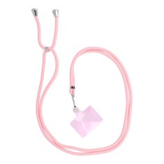 OEM Vrvica za telefon, trak za telefon - SWING (6 mm) z nastavljivo dolžino / dolžina vrvice 165 cm (največ 82,5 cm v zanki) / za roko ali vrat - svetlo roza