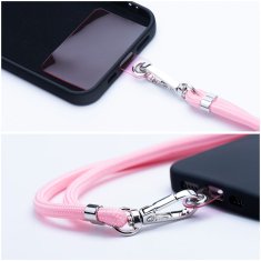 OEM Vrvica za telefon, trak za telefon - SWING (6 mm) z nastavljivo dolžino / dolžina vrvice 165 cm (največ 82,5 cm v zanki) / za roko ali vrat - svetlo roza