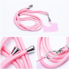 OEM Vrvica za telefon, trak za telefon - SWING (6 mm) z nastavljivo dolžino / dolžina vrvice 165 cm (največ 82,5 cm v zanki) / za roko ali vrat - svetlo roza