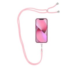 OEM Vrvica za telefon, trak za telefon - SWING (6 mm) z nastavljivo dolžino / dolžina vrvice 165 cm (največ 82,5 cm v zanki) / za roko ali vrat - svetlo roza