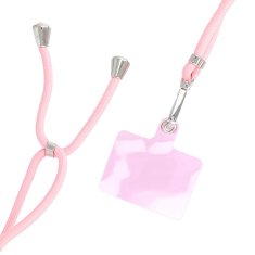 OEM Vrvica za telefon, trak za telefon - SWING (6 mm) z nastavljivo dolžino / dolžina vrvice 165 cm (največ 82,5 cm v zanki) / za roko ali vrat - svetlo roza
