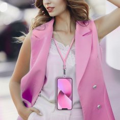 OEM Vrvica za telefon, trak za telefon - SWING (6 mm) z nastavljivo dolžino / dolžina vrvice 165 cm (največ 82,5 cm v zanki) / za roko ali vrat - svetlo roza